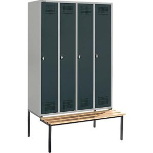 Schäfer Shop Genius Kleiderspind mit Sitzbank, 4 Abteile, Sicherheitsdrehriegelverschluss, weißaluminium/anthrazit Schäfer Shop Genius Kleiderspind mit Sitzbank, 4 Abteile, Sicherheitsdrehriegelverschluss, weißaluminium/anthrazit