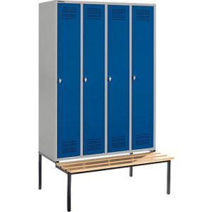 Schäfer Shop Genius Kleiderspind mit Sitzbank, 4 Abteile, Sicherheitsdrehriegelverschluss, weißaluminium/enzianblau Schäfer Shop Genius Kleiderspind mit Sitzbank, 4 Abteile, Sicherheitsdrehriegelverschluss, weißaluminium/enzianblau