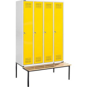 Schäfer Shop Genius Kleiderspind mit Sitzbank, 4 Abteile, Zylinderschloss, lichtgrau/gelb Schäfer Shop Genius Kleiderspind mit Sitzbank, 4 Abteile, Zylinderschloss, lichtgrau/gelb