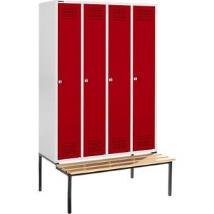 Schäfer Shop Genius Kleiderspind mit Sitzbank, 4 Abteile, Zylinderschloss, lichtgrau/rot Schäfer Shop Genius Kleiderspind mit Sitzbank, 4 Abteile, Zylinderschloss, lichtgrau/rot