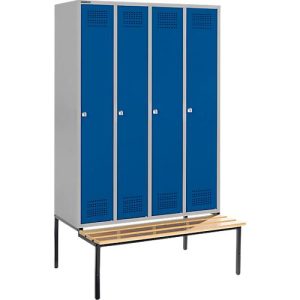 Schäfer Shop Genius Kleiderspind mit Sitzbank, 4 Abteile, Zylinderschloss, weißaluminium/enzianblau Schäfer Shop Genius Kleiderspind mit Sitzbank, 4 Abteile, Zylinderschloss, weißaluminium/enzianblau