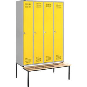 Schäfer Shop Genius Kleiderspind mit Sitzbank, 4 Abteile, Zylinderschloss, weißaluminium/gelb Schäfer Shop Genius Kleiderspind mit Sitzbank, 4 Abteile, Zylinderschloss, weißaluminium/gelb