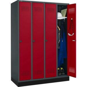 Schäfer Shop Genius Kleiderspind mit Sockel, 4 Abteile, Drehriegelverschluss, antzhrazit/rot Schäfer Shop Genius Kleiderspind mit Sockel, 4 Abteile, Drehriegelverschluss, antzhrazit/rot