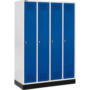 Schäfer Shop Genius Kleiderspind mit Sockel, 4 Abteile, Drehriegelverschluss, lichtgrau/enzianblau Schäfer Shop Genius Kleiderspind mit Sockel, 4 Abteile, Drehriegelverschluss, lichtgrau/enzianblau