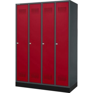 Schäfer Shop Genius Kleiderspind mit Sockel, 4 Abteile, Zylinderschloss, anthrazit/rot Schäfer Shop Genius Kleiderspind mit Sockel, 4 Abteile, Zylinderschloss, anthrazit/rot