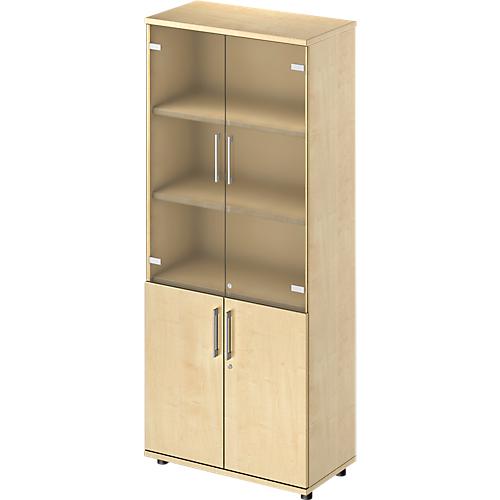 Schäfer Shop Genius Kombischrank TETRIS WOOD, 5 OH, H 1910 mm Glas- und Flügeltüren, Höhe inkl. Gleiter, Ahorn-Dekor
