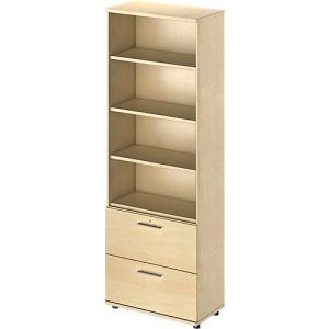Schäfer Shop Genius Kombischrank TETRIS WOOD, 6 OH, H 2270 mm, 2 Hängeregistraturauszüge, Höhe inkl. Gleiter, Ahorn-Dekor