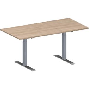 Schäfer Shop Genius Konferenztisch MODENA FLEX, 3-fach Anschluss, Rechteck, T-Fuß Rundrohr, B 2000 x T 800 x H 650-850 mm, Eiche-Dekor/weißalu