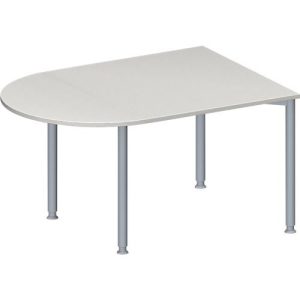 Schäfer Shop Genius Konferenztisch MODENA FLEX, Halbkreis, 4-Fuß Rundrohr, B 1400 x T 1000 x H 720-840 mm, lichtgrau/weißaluminium RAL 9006