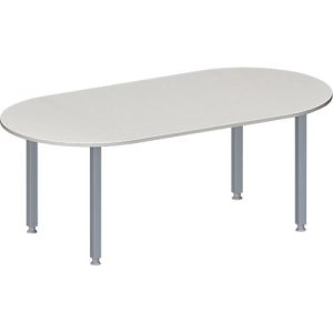 Schäfer Shop Genius Konferenztisch MODENA FLEX, Oval, 4-Fuß Quadratrohr, B 2000 x T 1000 x H 720-840 mm, lichtgrau/weißaluminium RAL 9006 Schäfer Shop Genius Konferenztisch MODENA FLEX, Oval, 4-Fuß Quadratrohr, B 2000 x T 1000 x H 720-840 mm, lichtgrau/weißaluminium RAL 9006