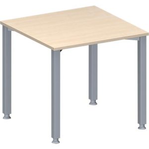 Schäfer Shop Genius Konferenztisch MODENA FLEX, Quadrat, 4-Fuß Quadratrohr, B 800 x T 800 x H 720-840 mm, Ahorn/weißaluminium RAL 9006 Schäfer Shop Genius Konferenztisch MODENA FLEX, Quadrat, 4-Fuß Quadratrohr, B 800 x T 800 x H 720-840 mm, Ahorn/weißaluminium RAL 9006