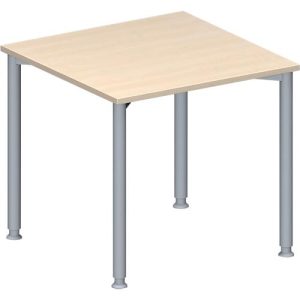 Schäfer Shop Genius Konferenztisch MODENA FLEX, Quadrat, 4-Fuß Rundrohr, B 800 x T 800 x H 720-840 mm, Ahorn/weißaluminium RAL 9006 Schäfer Shop Genius Konferenztisch MODENA FLEX, Quadrat, 4-Fuß Rundrohr, B 800 x T 800 x H 720-840 mm, Ahorn/weißaluminium RAL 9006