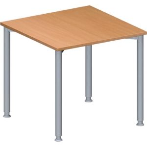 Schäfer Shop Genius Konferenztisch MODENA FLEX, Quadrat, 4-Fuß Rundrohr, B 800 x T 800 x H 720-840 mm, Buche/weißaluminium RAL 9006 Schäfer Shop Genius Konferenztisch MODENA FLEX, Quadrat, 4-Fuß Rundrohr, B 800 x T 800 x H 720-840 mm, Buche/weißaluminium RAL 9006