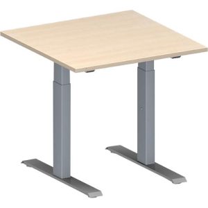 Schäfer Shop Genius Konferenztisch MODENA FLEX, Quadrat, T-Fuß Rechteckrohr, B 800 x T 800 x H 650-850 mm, Ahorn/weißaluminium RAL 9006 Schäfer Shop Genius Konferenztisch MODENA FLEX, Quadrat, T-Fuß Rechteckrohr, B 800 x T 800 x H 650-850 mm, Ahorn/weißaluminium RAL 9006