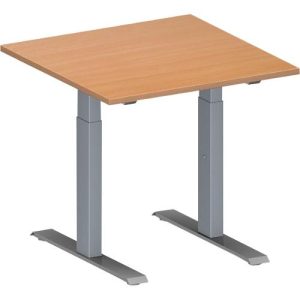 Schäfer Shop Genius Konferenztisch MODENA FLEX, Quadrat, T-Fuß Rechteckrohr, B 800 x T 800 x H 650-850 mm, Buche/weißaluminium RAL 9006 Schäfer Shop Genius Konferenztisch MODENA FLEX, Quadrat, T-Fuß Rechteckrohr, B 800 x T 800 x H 650-850 mm, Buche/weißaluminium RAL 9006