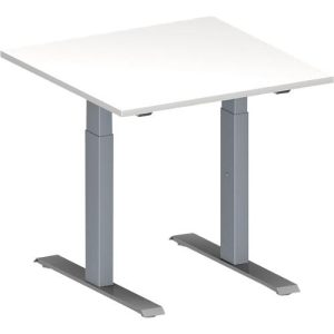 Schäfer Shop Genius Konferenztisch MODENA FLEX, Quadrat, T-Fuß Rechteckrohr, B 800 x T 800 x H 650-850 mm, weiß/weißaluminium RAL 9006 Schäfer Shop Genius Konferenztisch MODENA FLEX, Quadrat, T-Fuß Rechteckrohr, B 800 x T 800 x H 650-850 mm, weiß/weißaluminium RAL 9006