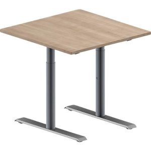 Schäfer Shop Genius Konferenztisch MODENA FLEX, Quadrat, T-Fuß Rundrohr, B 800 x T 800 x H 650-850 mm, Eiche-Dekor/weißaluminium RAL 9007 Schäfer Shop Genius Konferenztisch MODENA FLEX, Quadrat, T-Fuß Rundrohr, B 800 x T 800 x H 650-850 mm, Eiche-Dekor/weißaluminium RAL 9007