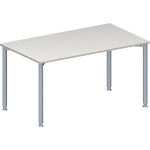 Schäfer Shop Genius Konferenztisch MODENA FLEX, Rechteck, 4-Fuß Rundrohr, B 1400 x T 800 x H 720-840 mm, lichtgrau/weißaluminium RAL 9006 Schäfer Shop Genius Konferenztisch MODENA FLEX, Rechteck, 4-Fuß Rundrohr, B 1400 x T 800 x H 720-840 mm, lichtgrau/weißaluminium RAL 9006