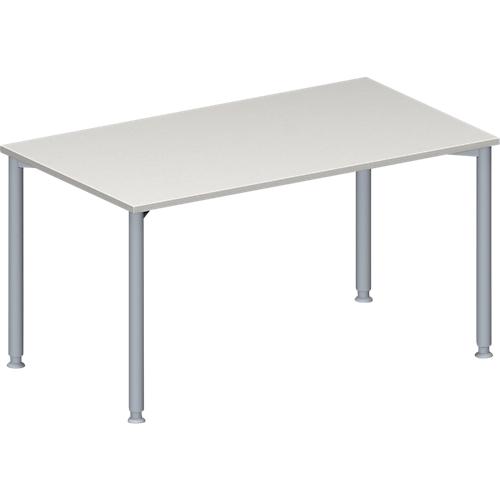 Schäfer Shop Genius Konferenztisch MODENA FLEX, Rechteck, 4-Fuß Rundrohr, B 1400 x T 800 x H 720-840 mm, lichtgrau/weißaluminium RAL 9006