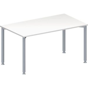 Schäfer Shop Genius Konferenztisch MODENA FLEX, Rechteck, 4-Fuß Rundrohr, B 1400 x T 800 x H 720-840 mm, weiß/weißaluminium RAL 9006 Schäfer Shop Genius Konferenztisch MODENA FLEX, Rechteck, 4-Fuß Rundrohr, B 1400 x T 800 x H 720-840 mm, weiß/weißaluminium RAL 9006