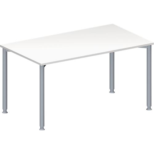 Schäfer Shop Genius Konferenztisch MODENA FLEX, Rechteck, 4-Fuß Rundrohr, B 1400 x T 800 x H 720-840 mm, weiß/weißaluminium RAL 9006