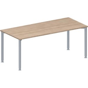 Schäfer Shop Genius Konferenztisch MODENA FLEX, Rechteck, 4-Fuß Rundrohr, B 1800 x T 800 x H 720-840 mm, Eiche-Dekor/weißaluminium RAL 9006 Schäfer Shop Genius Konferenztisch MODENA FLEX, Rechteck, 4-Fuß Rundrohr, B 1800 x T 800 x H 720-840 mm, Eiche-Dekor/weißaluminium RAL 9006