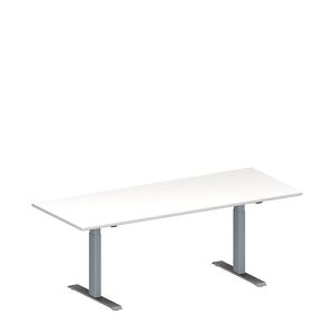Schäfer Shop Genius Konferenztisch MODENA FLEX, Rechteck, T-Fuß Rechteckrohr, B 2000 x T 800 x H 650-850 mm, weiß/weißaluminium RAL 9006 Schäfer Shop Genius Konferenztisch MODENA FLEX, Rechteck, T-Fuß Rechteckrohr, B 2000 x T 800 x H 650-850 mm, weiß/weißaluminium RAL 9006