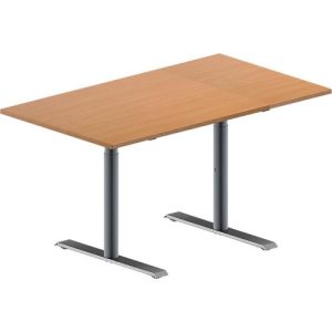 Schäfer Shop Genius Konferenztisch MODENA FLEX, Rechteck, T-Fuß Rundrohr, B 1400 x T 800 x H 650-850 mm, Buche/weißaluminium RAL 9006 Schäfer Shop Genius Konferenztisch MODENA FLEX, Rechteck, T-Fuß Rundrohr, B 1400 x T 800 x H 650-850 mm, Buche/weißaluminium RAL 9006