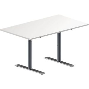 Schäfer Shop Genius Konferenztisch MODENA FLEX, Rechteck, T-Fuß Rundrohr, B 1400 x T 800 x H 650-850 mm, weiß/weißaluminium RAL 9006 Schäfer Shop Genius Konferenztisch MODENA FLEX, Rechteck, T-Fuß Rundrohr, B 1400 x T 800 x H 650-850 mm, weiß/weißaluminium RAL 9006