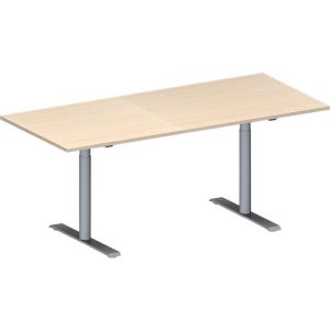 Schäfer Shop Genius Konferenztisch MODENA FLEX, Rechteck, T-Fuß Rundrohr, B 1800 x T 800 x H 650-850 mm, Ahorn/weißaluminium RAL 9006 Schäfer Shop Genius Konferenztisch MODENA FLEX, Rechteck, T-Fuß Rundrohr, B 1800 x T 800 x H 650-850 mm, Ahorn/weißaluminium RAL 9006