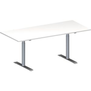 Schäfer Shop Genius Konferenztisch MODENA FLEX, Rechteck, T-Fuß Rundrohr, B 1800 x T 800 x H 650-850 mm, weiß/weißaluminium RAL 9006 Schäfer Shop Genius Konferenztisch MODENA FLEX, Rechteck, T-Fuß Rundrohr, B 1800 x T 800 x H 650-850 mm, weiß/weißaluminium RAL 9006