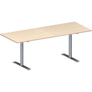 Schäfer Shop Genius Konferenztisch MODENA FLEX, Rechteck, T-Fuß Rundrohr, B 2000 x T 800 x H 650-850 mm, Ahorn/weißaluminium RAL 9006 Schäfer Shop Genius Konferenztisch MODENA FLEX, Rechteck, T-Fuß Rundrohr, B 2000 x T 800 x H 650-850 mm, Ahorn/weißaluminium RAL 9006