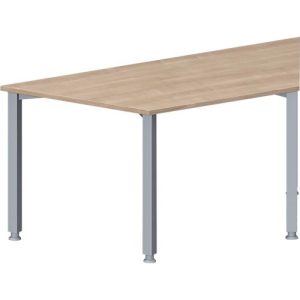 Schäfer Shop Genius Konferenztisch MODENA FLEX, Trapez, 4-Fuß Quadratrohr, B 1600 x T 800 x H 720-840 mm, Eiche Dekor/weißaluminium RAL 9006 Schäfer Shop Genius Konferenztisch MODENA FLEX, Trapez, 4-Fuß Quadratrohr, B 1600 x T 800 x H 720-840 mm, Eiche Dekor/weißaluminium RAL 9006