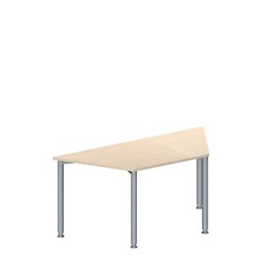 Schäfer Shop Genius Konferenztisch MODENA FLEX, Trapez, 4-Fuß Rundrohr, B 1600 x T 800 x H 720-840 mm, Ahorn/weißaluminium RAL 9006