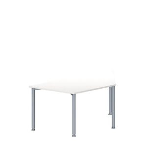 Schäfer Shop Genius Konferenztisch MODENA FLEX, Trapez, 4-Fuß Rundrohr, B 1600 x T 800 x H 720-840 mm, weiß/weißaluminium RAL 9006