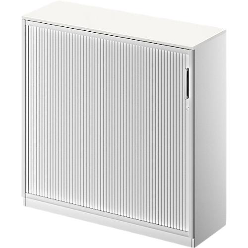Schäfer Shop Genius Querrollladenschrank TETRIS SOLID, 3 OH, B 1200 x T 413 x H 1170 mm, mit Böden und Abdeckplatte, weiß/weißalu