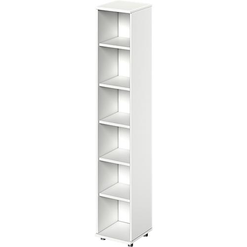 Schäfer Shop Genius Regal TETRIS WOOD, 6 OH, Höhe inkl. Gleiter, B 400 mm, weiß