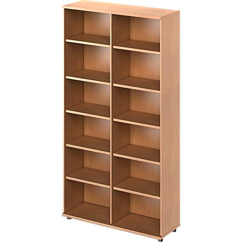 Schäfer Shop Genius Regal TETRIS WOOD, 6 OH, Höhe inkl. Gleiter, Mitteltrennwand, B 1200 mm, Buche-Dekor