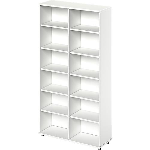 Schäfer Shop Genius Regal TETRIS WOOD, 6 OH, Höhe inkl. Gleiter, Mitteltrennwand, B 1200 mm, weiß