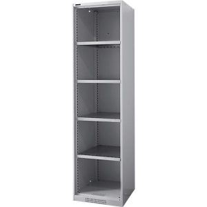 Schäfer Shop Genius Regalschrank FS, Stahl, mit Belüftungslöchern, B 545 x T 520 x H 1950 mm, 5 OH, Weißalu, bis 250 kg Schäfer Shop Genius Regalschrank FS, Stahl, mit Belüftungslöchern, B 545 x T 520 x H 1950 mm, 5 OH, Weißalu, bis 250 kg