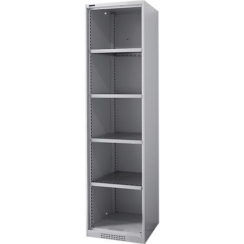 Schäfer Shop Genius Regalschrank FS, Stahl, mit Belüftungslöchern, B 545 x T 520 x H 1950 mm, 5 OH, Weißalu, bis 250 kg