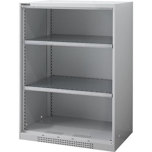 Schäfer Shop Genius Regalschrank FS, Stahl, mit Belüftungslöchern, B 810 x T 520 x H 1105 mm, 3 OH, Weißalu, bis 180 kg