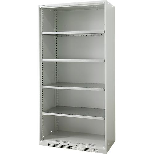 Schäfer Shop Genius Regalschrank FS, Stahl, mit Belüftungslöchern, B 810 x T 520 x H 1950 mm, 5 OH, Lichtgrau, bis 300 kg