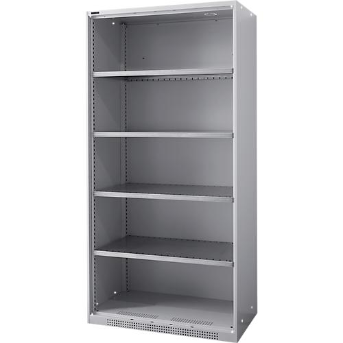 Schäfer Shop Genius Regalschrank FS, Stahl, mit Belüftungslöchern, B 810 x T 520 x H 1950 mm, 5 OH, Weißalu, bis 300 kg