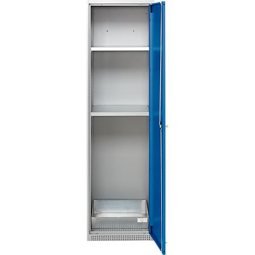 Schäfer Shop Genius Reinigungsmittelschrank FS, 5 OH, abschließbar, 2 Fachböden, bis 250 kg, B 545 x T 520 x H 1950 mm, Stahl, weißaluminium/enzianblau