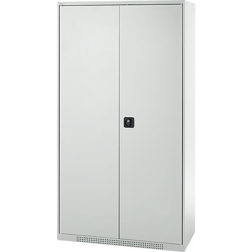 Schäfer Shop Genius Reinigungsmittelschrank FS, 5 OH, abschließbar, Mittelwand, 4 Fachböden, bis 450 kg, B 1055 x T 520 x H 1950 mm, lichtgrau/lichtgrau