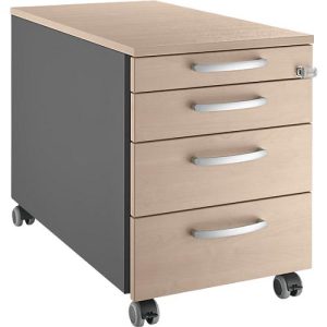 Schäfer Shop Genius Rollcontainer 1233, mit Griff rund, B 435 x H 577 mm, anthrazit/Êiche-Dekor