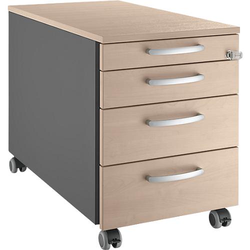 Schäfer Shop Genius Rollcontainer 1233, mit Griff rund, B 435 x H 577 mm, anthrazit/Êiche-Dekor