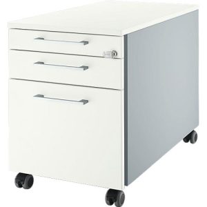 Schäfer Shop Genius Rollcontainer 126, mit Griff eckig, B 435 x H 577 mm, weißalu/weißalu/weiß
