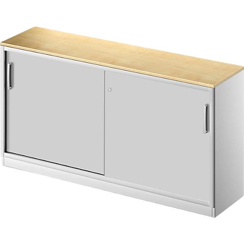 Schäfer Shop Genius Schiebetürenschrank TETRIS SOLID, 2 OH, B 1600 mm, inkl. 19 mm Abdeckplatte, Ahorn-Dekor/weißalu